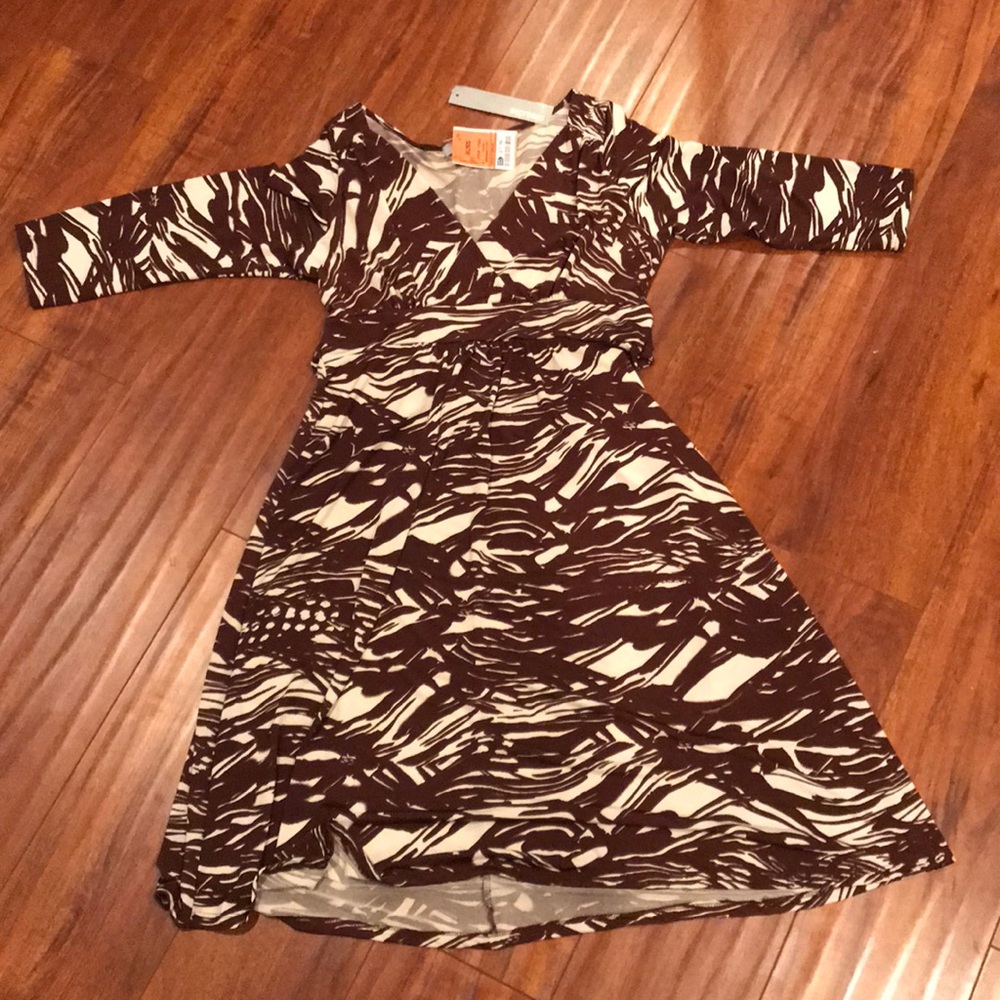 Brown and White Zebra Print Dress